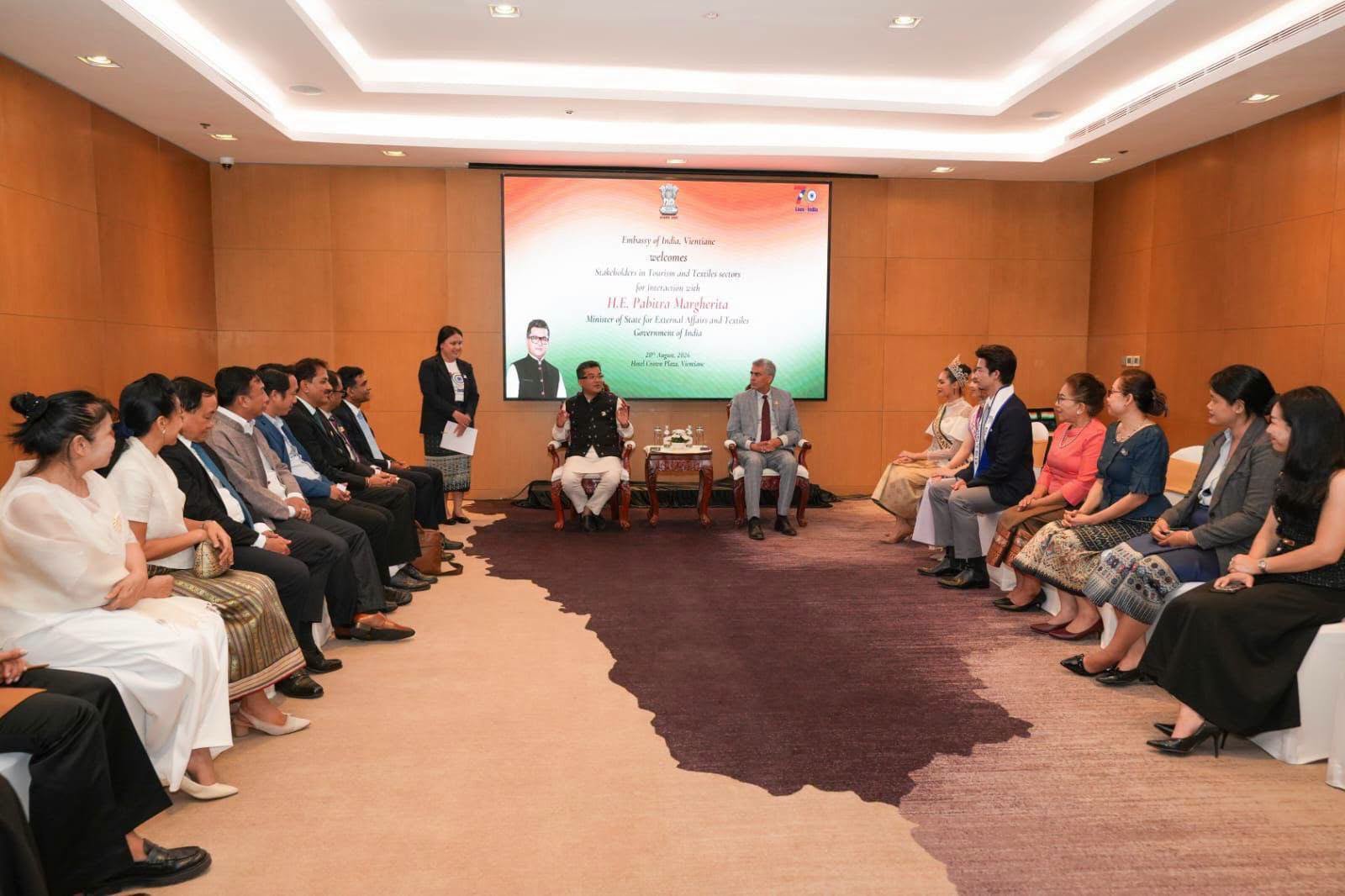 Hon’ble Minister of State for External Affairs & Textiles, Shri Pabitra Margherita, had a productive interaction with prominent stakeholders from the tourism and textile sectors of Lao PDR in Vientiane, Explored avenues to enhance bilateral trade, promote sustainable tourism, and revive traditional textile links. Our shared and rich civilizational heritage offers immense potential to boost economic synergy, create livelihoods, and deepen business-to-business (B2B) connect.
