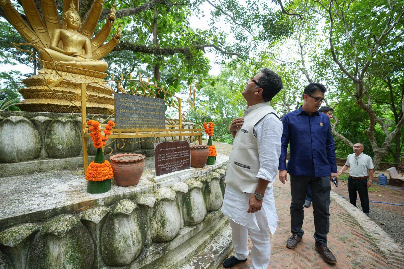 Hon’ble Minister of State for External Affairs & Textiles, Shri Pabitra Margherita, paid my respects at the holy Bodhi Tree gifted by India that is flourishing at Mount Phousi, the heart of Luang Prabang. Upgradation of area under India’s Quick Impact Project initiative preserves and promotes our shared civilizational heritage at this historic city that is visited by millions.