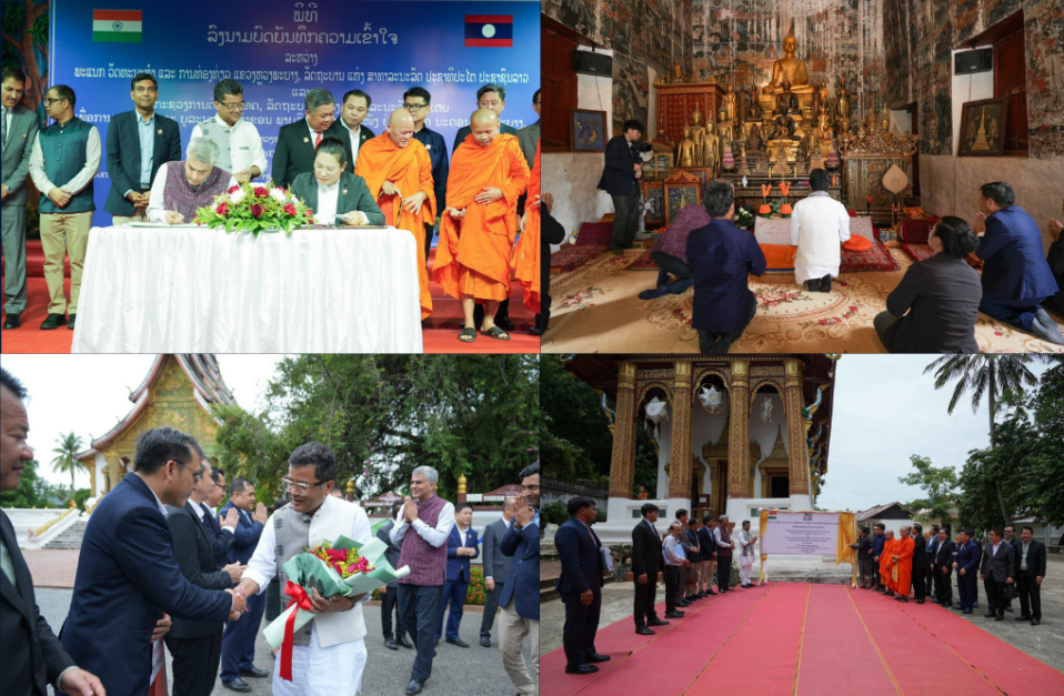 Hon’ble Minister of State for External Affairs & Textiles, Shri Pabitra Margherita, delighted to visit the UNESCO World Heritage City of Luang Prabang and witness GoI-funded Quick Impact Projects preserving our shared heritage, promoting tourism and benefiting communities at the grassroots. Witnessed the signing of the MoU between India and Vientiane for the conservation and restoration of the mural paintings at Wat Pa Khae Temple, with GoI assistance, and unveiled a plaque marking the project. The Ramayana and Jataka themed paintings beautifully reflect the deep civilizational and cultural connect between India and Vientiane