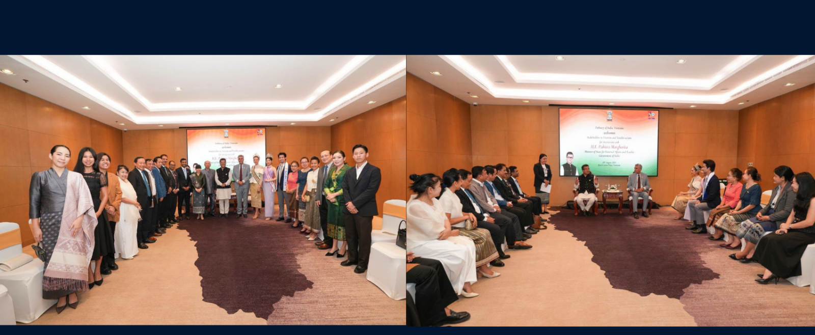Hon’ble Minister of State for External Affairs & Textiles, Shri Pabitra Margherita, had a productive interaction with prominent stakeholders from the tourism and textile sectors of Lao PDR in Vientiane, Explored avenues to enhance bilateral trade, promote sustainable tourism, and revive traditional textile links. Our shared and rich civilizational heritage offers immense potential to boost economic synergy, create livelihoods, and deepen business-to-business (B2B) connect.