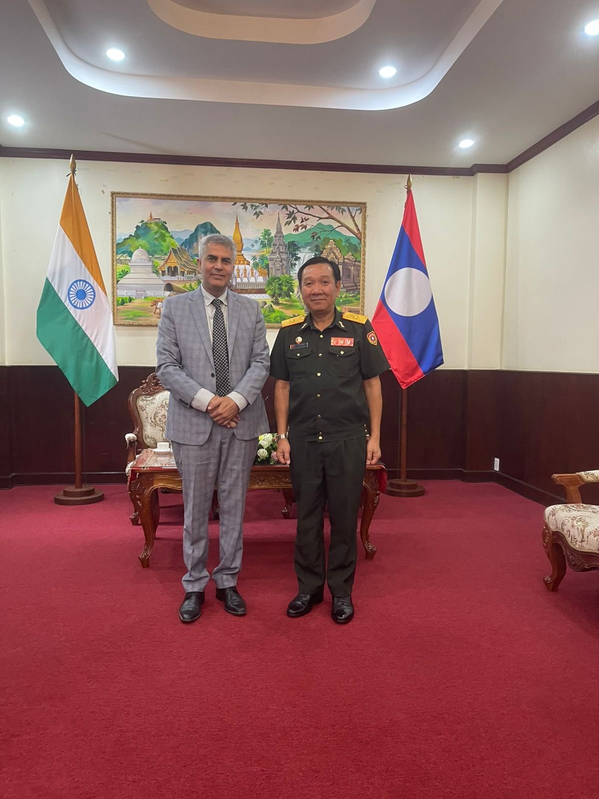 Ambassador Yogeshwar Sangwan met Brigadier General Vongxay Inthakham, DG, Foreign Relations Department and discussed enhancing defense cooperation between India and Lao PDR