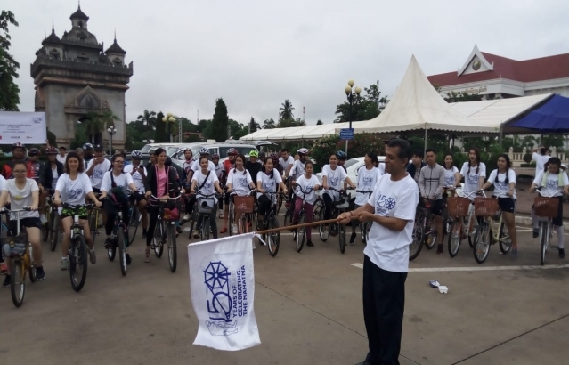 Cycling event in Mahatma Gandhis memory in Vientiane on Sunday, May 2, 2019