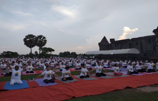 5th International Day of Yoga 2019 celebrations by Embassy of India, Vientiane at Vat Phou Heritage Site, Champasak Province on 20 June 2019