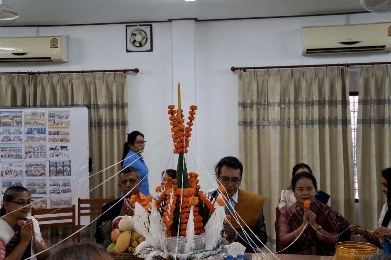 Baci Ceremony for Amb Dinkar Asthana organized at Lao-India Entrepreneurship Development Center to bid him farewell. Dr. Sourioudong Sundara, Deputy Minister of Education and Sports of Laos attended the ceremony and wished the Ambassador success for his future.