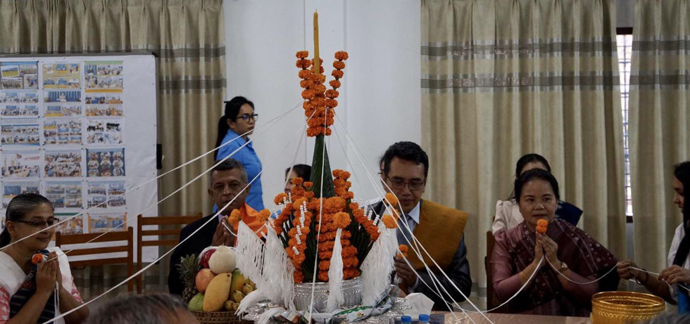 Baci Ceremony for Amb Dinkar Asthana organized at Lao-India Entrepreneurship Development Center to bid him farewell. Dr. Sourioudong Sundara, Deputy Minister of Education and Sports of Laos attended the ceremony and wished the Ambassador success for his future