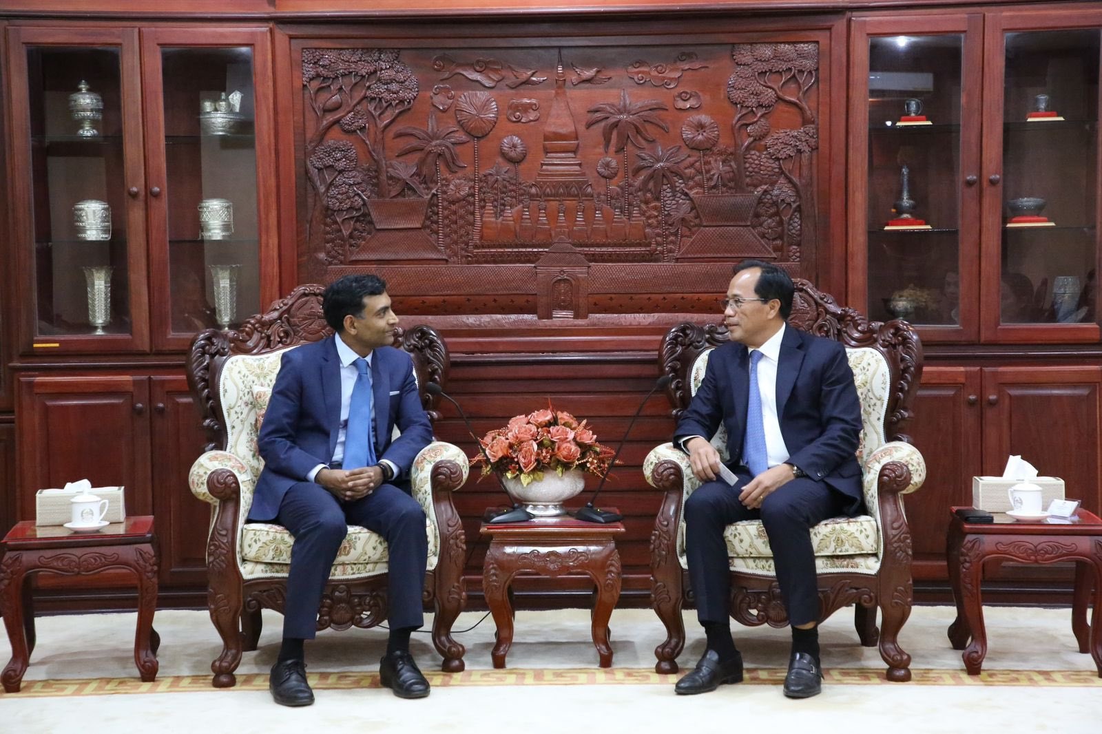 Ambassador Prashant Agarwal paid a courtesy call on HE Bounleua Sinxayvoravong, Governor, Bank of Lao PDR.
