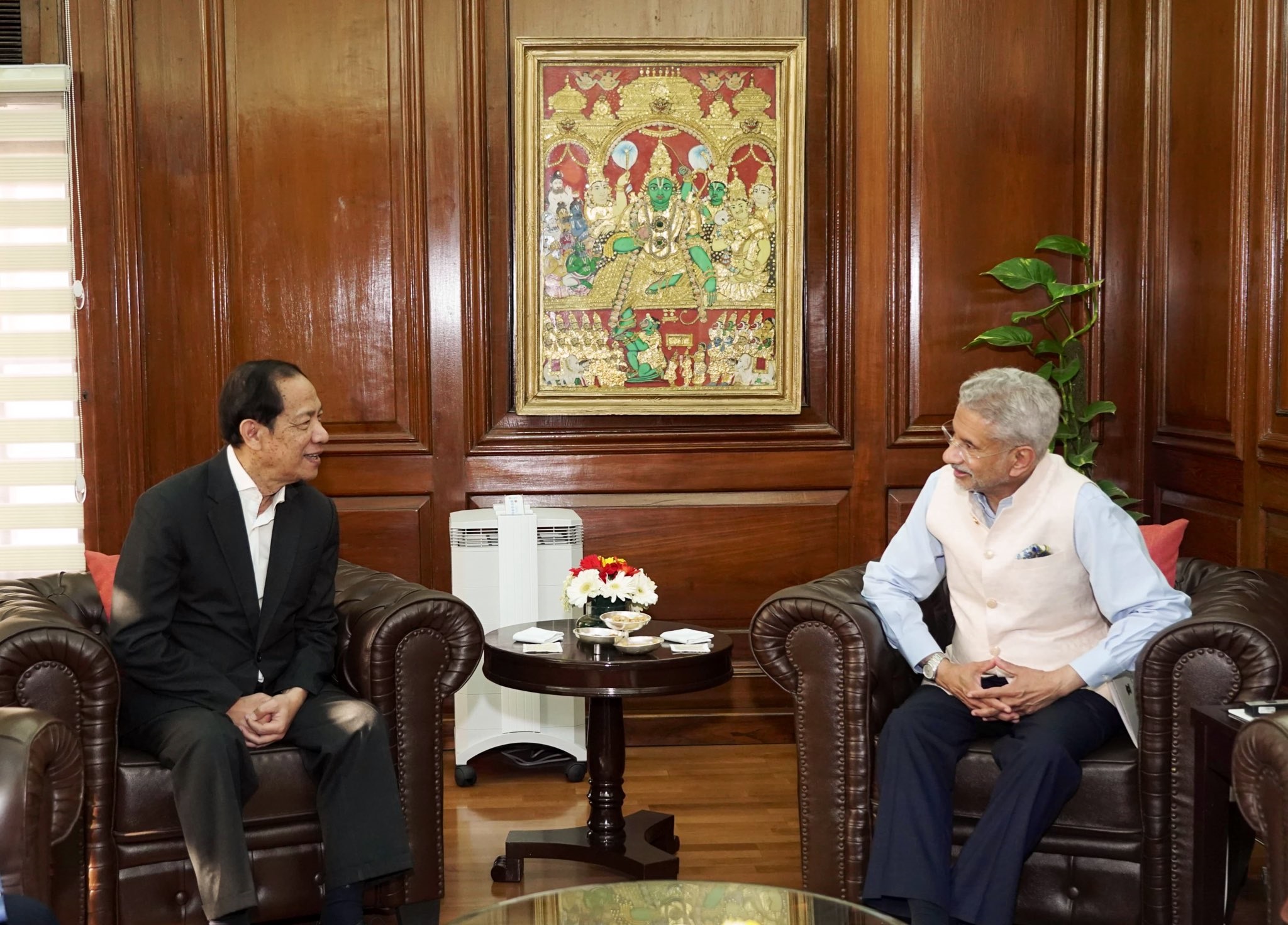 Hon'ble External Affairs Minister Dr. S. Jaishankar met Mr. Alounkeo Kittikhoun, ASEAN Special Envoy on Myanmar in New Delhi.