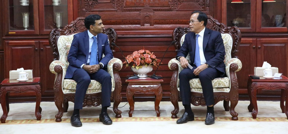 Ambassador Prashant Agarwal paid a courtesy call on HE Bounleua Sinxayvoravong, Governor, Bank of Lao PDR.