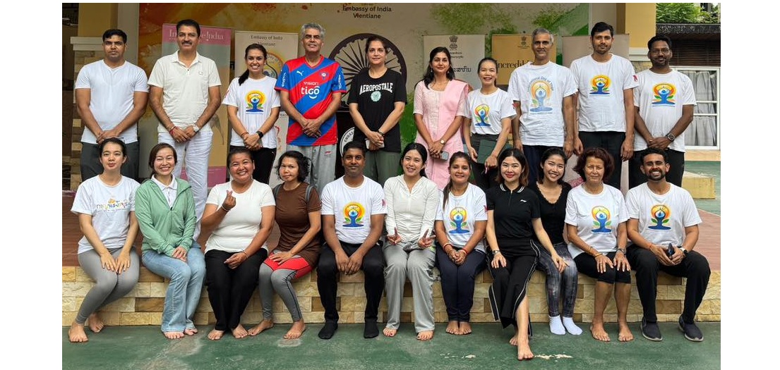 The curtain raiser session for the 11th International Day of Yoga took place at Embassy of India, Vientiane, bringing together yoga lovers from across the capital