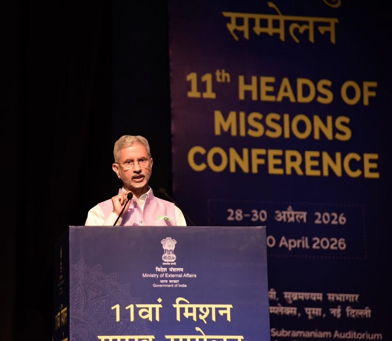 Dr. S. Jaishankar, Minister of External Affairs addressing India’s High Commissioners, Ambassadors and senior MEA officials at the 11th Heads of Missions Conference in New Delhi during 28-30 April 2026.